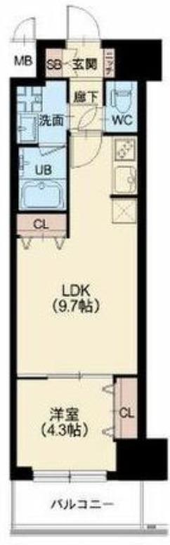 スプランディッド堀江(1LDK/15階)の間取り写真