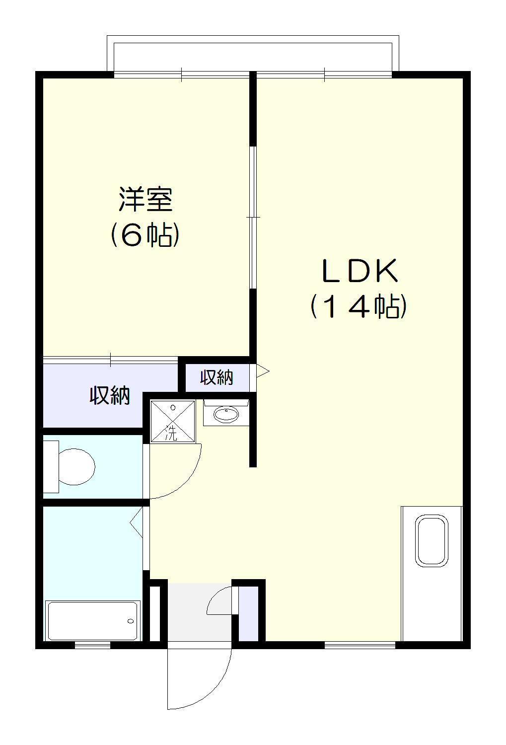 サンライフB棟(1LDK/1階)の間取り写真
