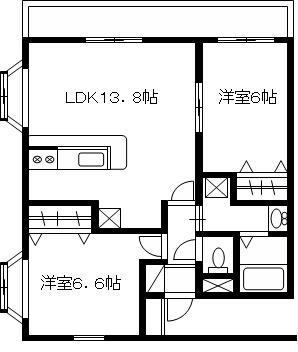 エアフォルク(2LDK/3階)の間取り写真
