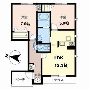 プライム・コートII(3LDK/1階)の間取り写真