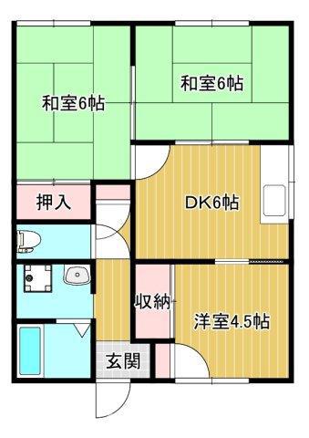 ヴィラ西港(3DK/2階)の間取り写真
