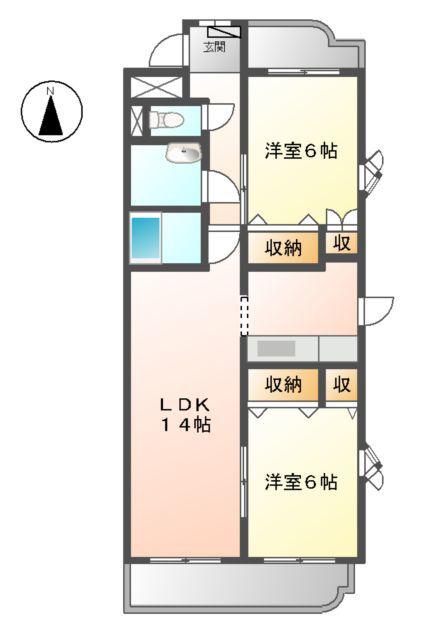 シークハイム(2LDK/2階)の間取り写真