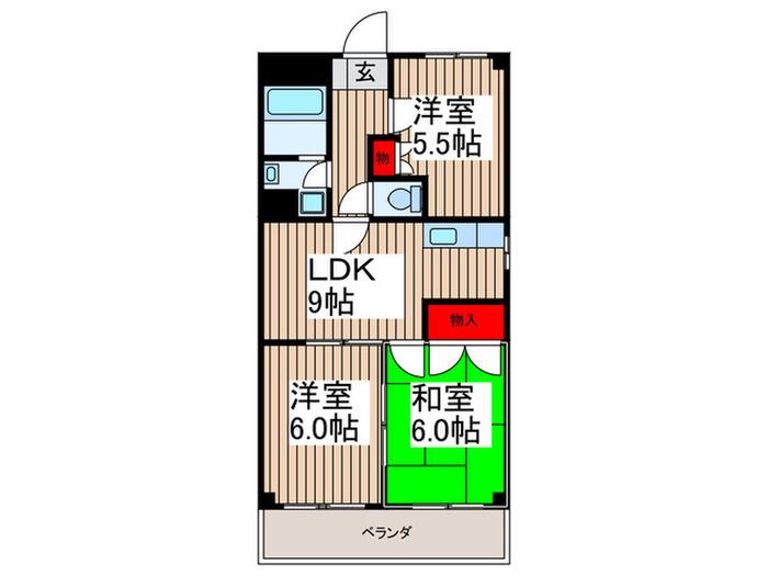 ブリュッヘンパーク(3LDK/2階)の間取り写真