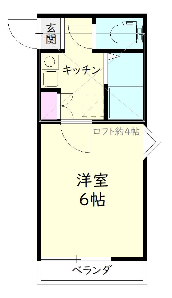 アップルハウス新石山(1K/1階)の間取り写真