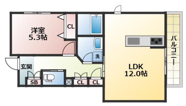 ハイクレール(1LDK/3階)の間取り写真