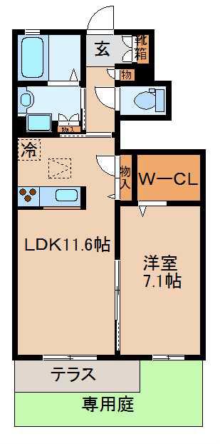 レクシエ南王子(1LDK/1階)の間取り写真