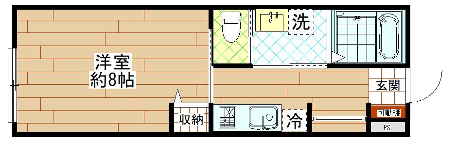 TOPAZ一条(1K/1階)の間取り写真