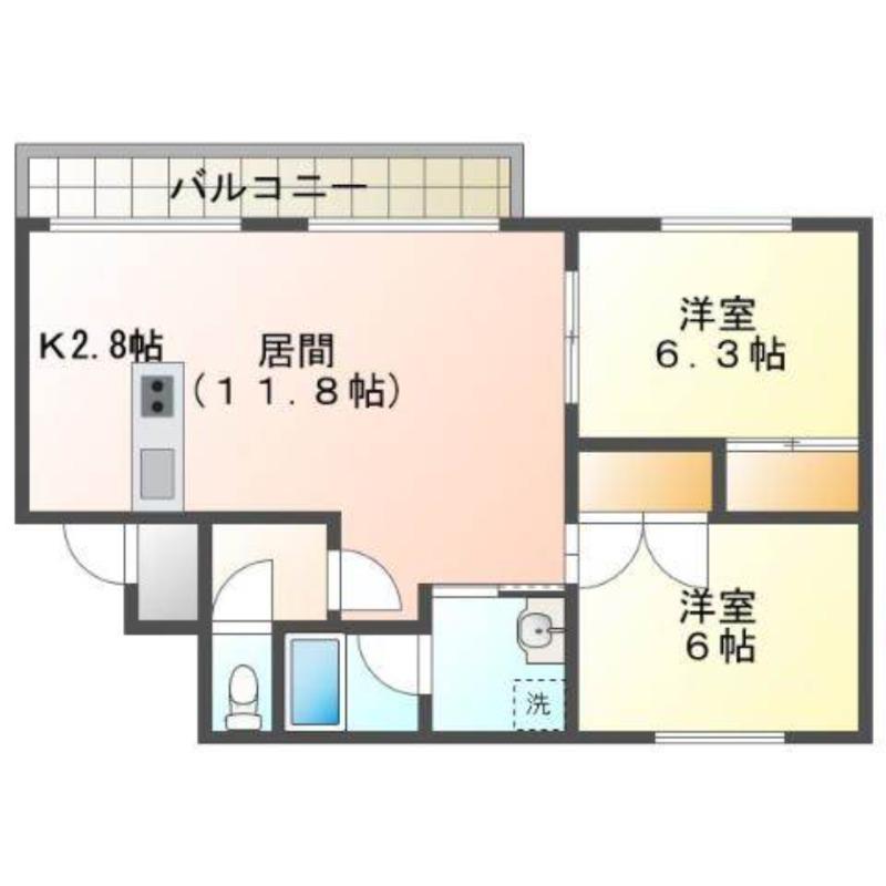 グリーンパーク真駒内(2LDK/2階)の間取り写真