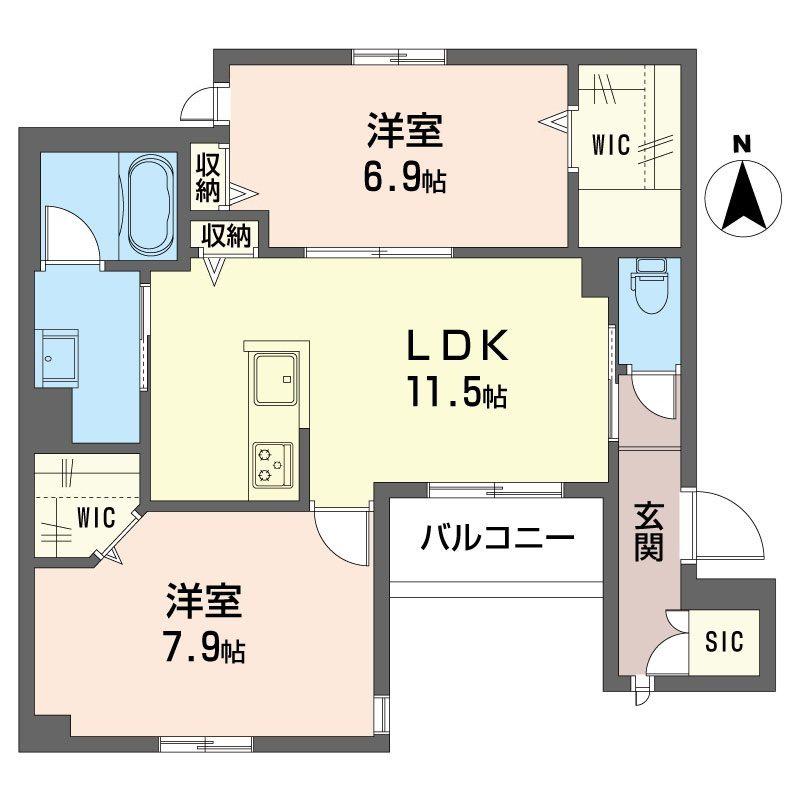 フェリーチェ 世田谷(2LDK/2階)の間取り写真