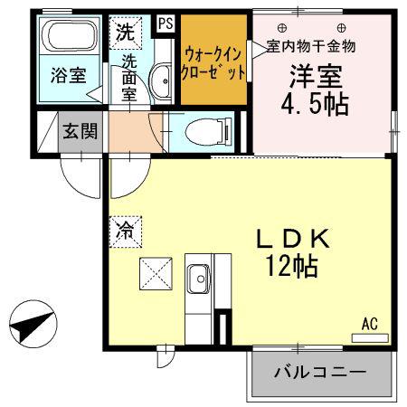 ヴィラ・カーサ(1LDK/1階)の間取り写真