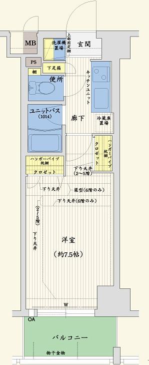 クリスタルグランツ西大路御池(1K/6階)の間取り写真