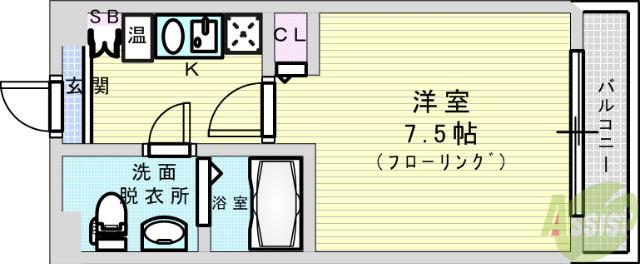 シャルル上新庄(1K/1階)の間取り写真