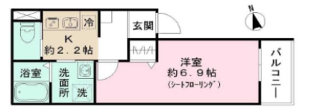 入間市下藤沢 AP(1K/2階)の間取り写真