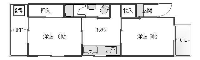 関町マウナハレ(2K/2階)の間取り写真