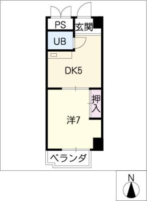 おとらやビル(1DK/4階)の間取り写真