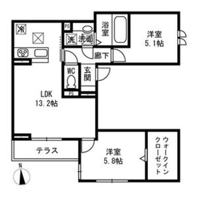 PASSARO GRANDE北田辺(2LDK/3階)の間取り写真