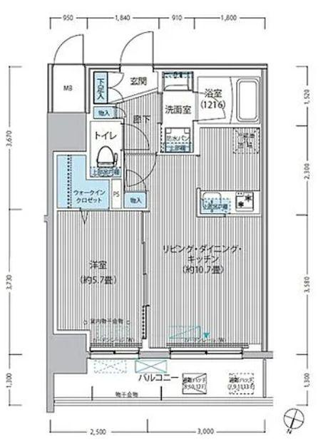 GRANFORKS神田イーストタワー(1LDK/8階)の間取り写真