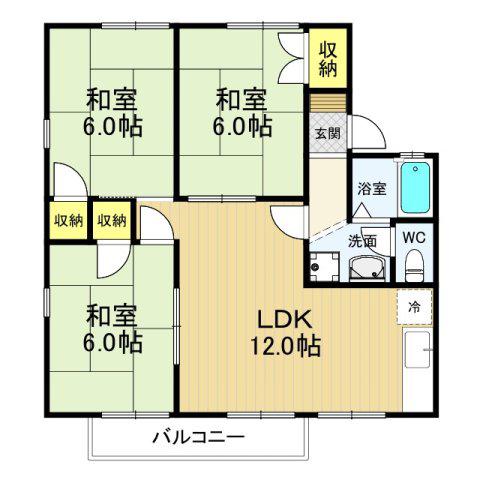 アパルトマン竜美台(3LDK/1階)の間取り写真