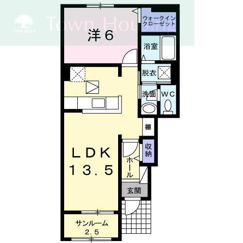 アメニティーI(1LDK/1階)の間取り写真