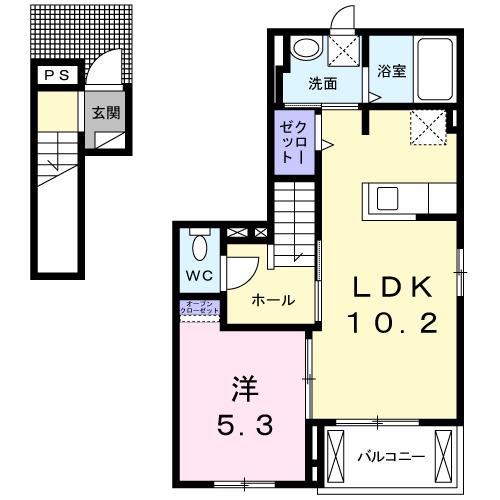 ベルクレール(1LDK/2階)の間取り写真