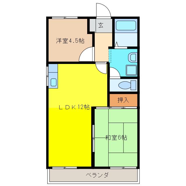セジュール水田(2LDK/2階)の間取り写真