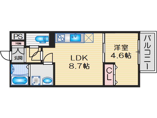フォレ下穂積(1LDK/2階)の間取り写真
