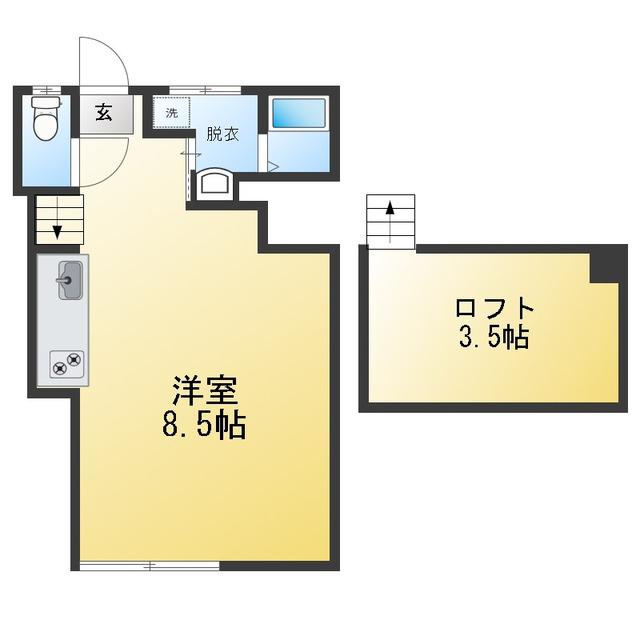 渡辺アパート(ワンルーム/2階)の間取り写真