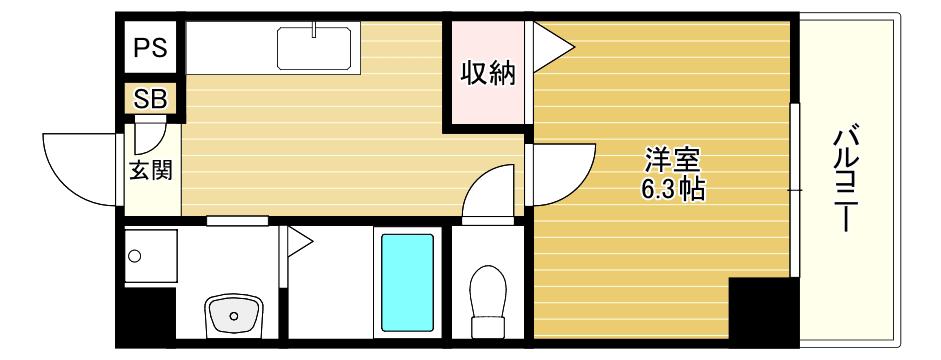 千葉・住吉(1K/3階)の間取り写真