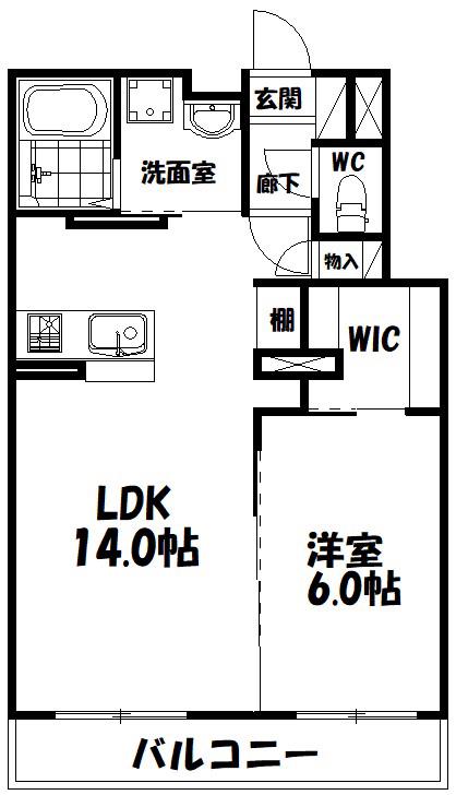 ロゼッタ和合(1SDK/6階)の間取り写真