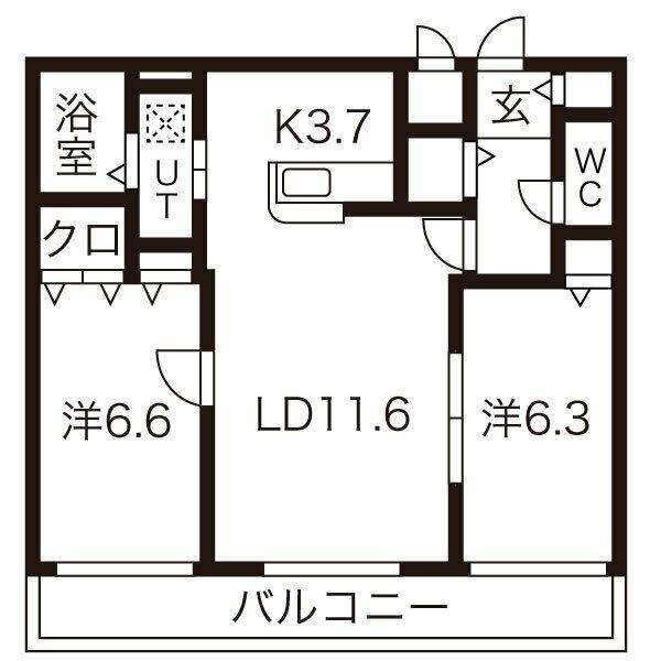 ウエストビレッジ(2LDK/3階)の間取り写真
