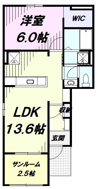 アプリコットA(1LDK/1階)の間取り写真