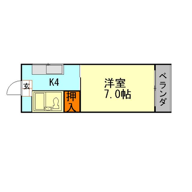 ベラカーサ二万堂(1K/2階)の間取り写真