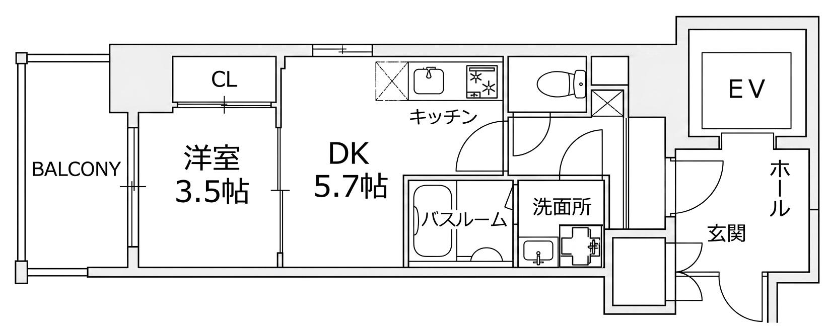 BLOOM大須賀町(1DK/8階)の間取り写真