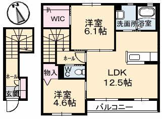 シャーメゾン フルリール(2LDK/2階)の間取り写真