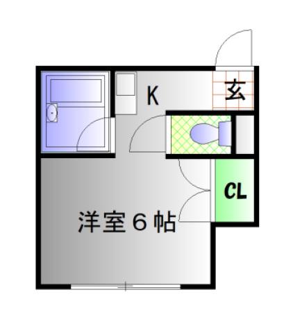クリスタルビレッジ4(ワンルーム/2階)の間取り写真