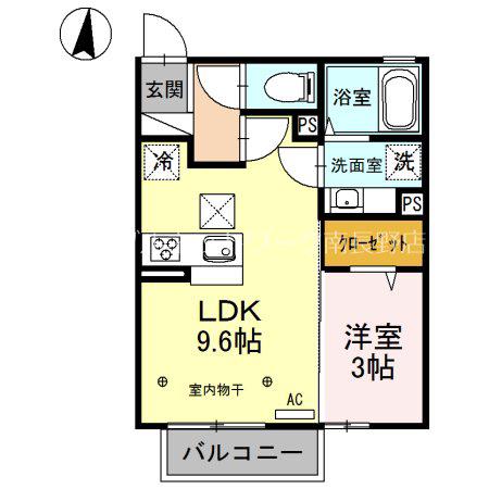 クオーレ(1LDK/1階)の間取り写真