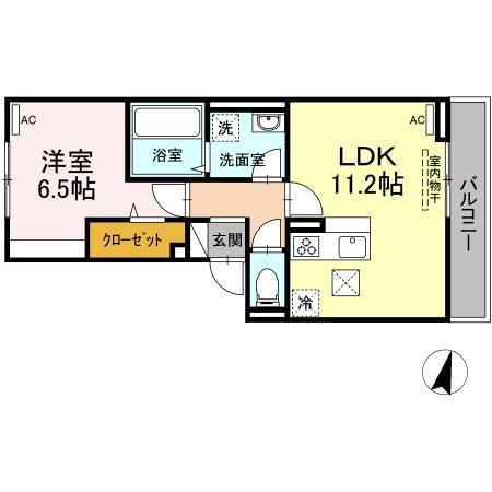 D-ROOMあおば(1LDK/1階)の間取り写真