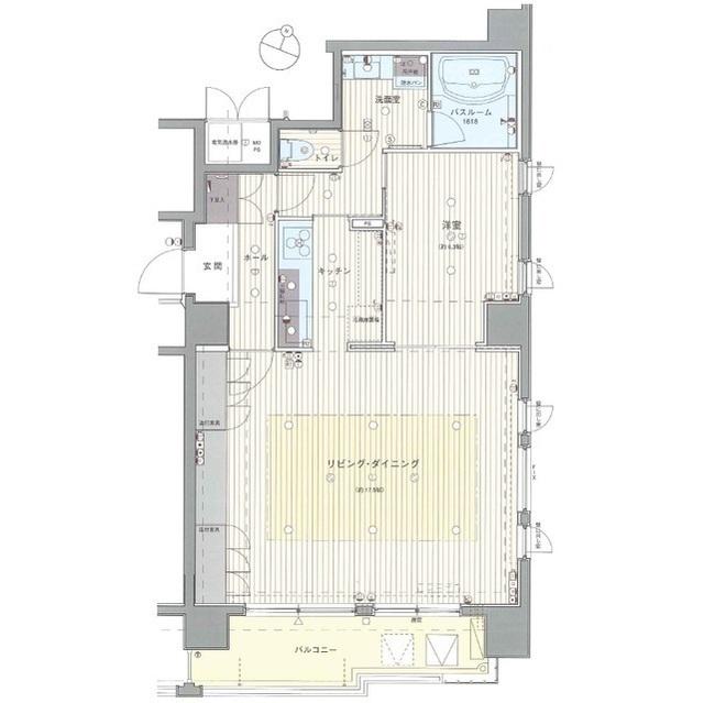 ラル加治屋町(1LDK/6階)の間取り写真
