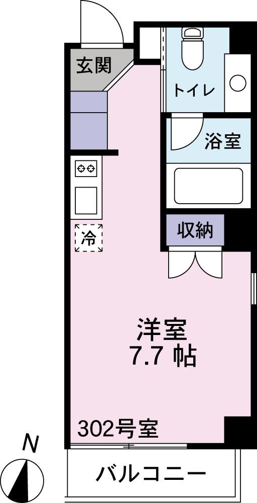 二木ビル(ワンルーム/3階)の間取り写真