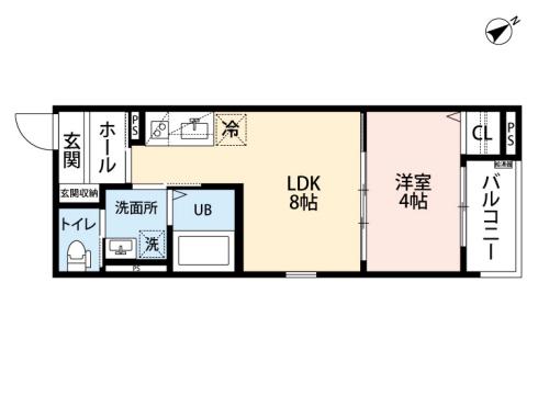 アイセン竹下(1LDK/3階)の間取り写真