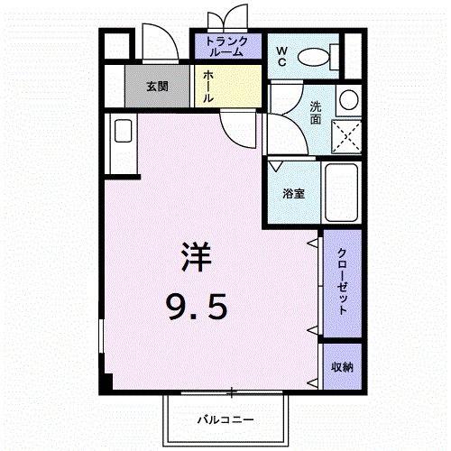 ブルークローバー(ワンルーム/1階)の間取り写真