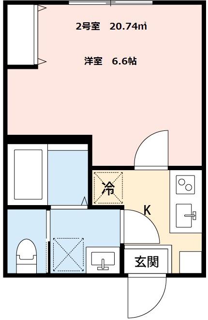 CRECIA稔台(1K/2階)の間取り写真