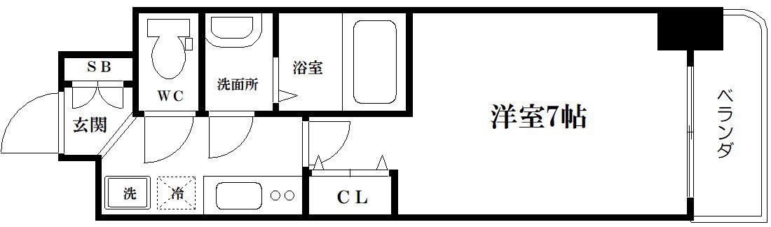 LUXE西長堀(1K/15階)の間取り写真