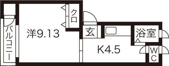 パンセスA(1K/2階)の間取り写真