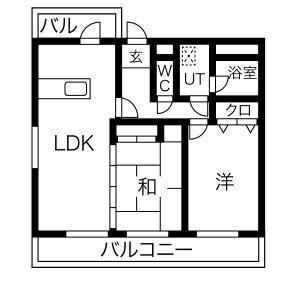 グランディール163(2LDK/8階)の間取り写真