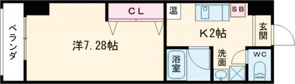 明日香大分駅南(1K/11階)の間取り写真