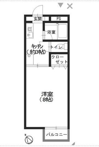 ビラ四つ木(1K/3階)の間取り写真