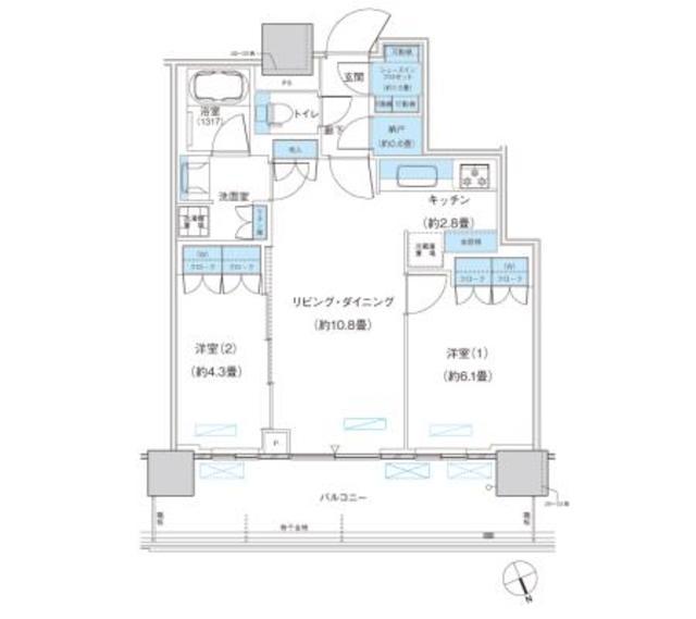 パークシティ柏の葉キャンパス ザ・ゲートタワー ウエスト(2LDK/26階)の間取り写真