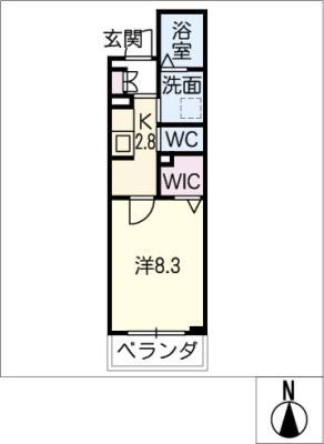 SHAMAISON東海通(1K/3階)の間取り写真