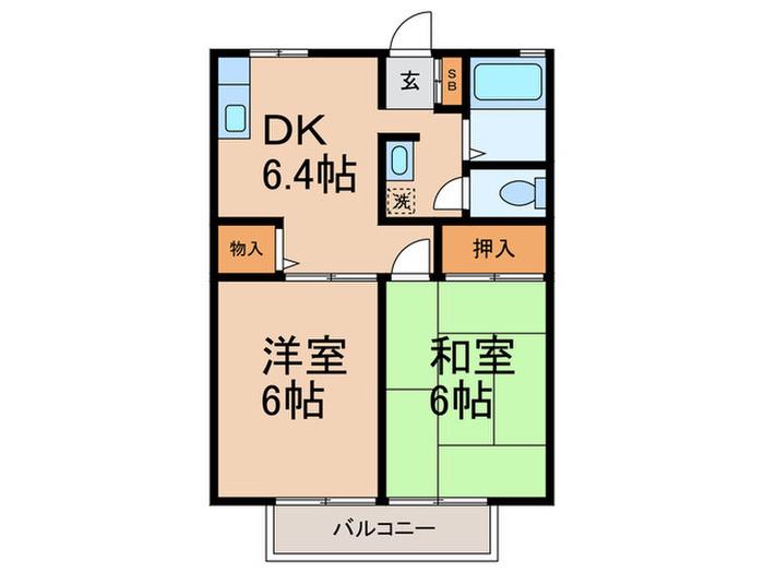 第2サンコーポ(2DK/1階)の間取り写真